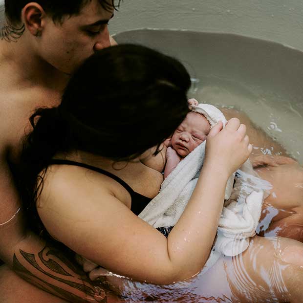 Mum gives birth in pool at birthing unit