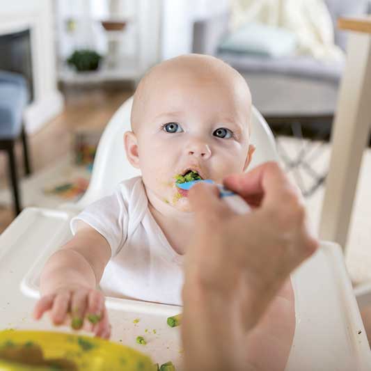A sign your baby is ready for solids is that they no longer have the tongue thrust reflex