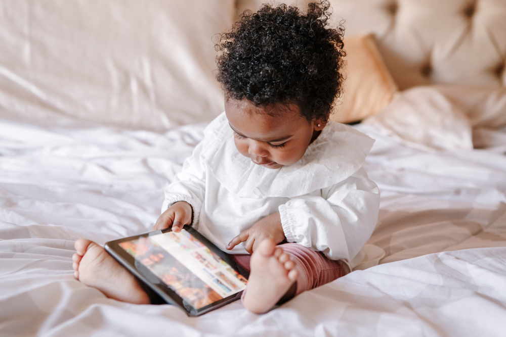 Baby having screen time with iPad